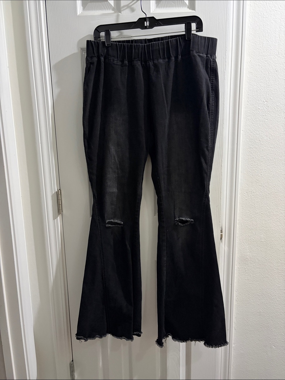 Black Distressed Flare Jeans